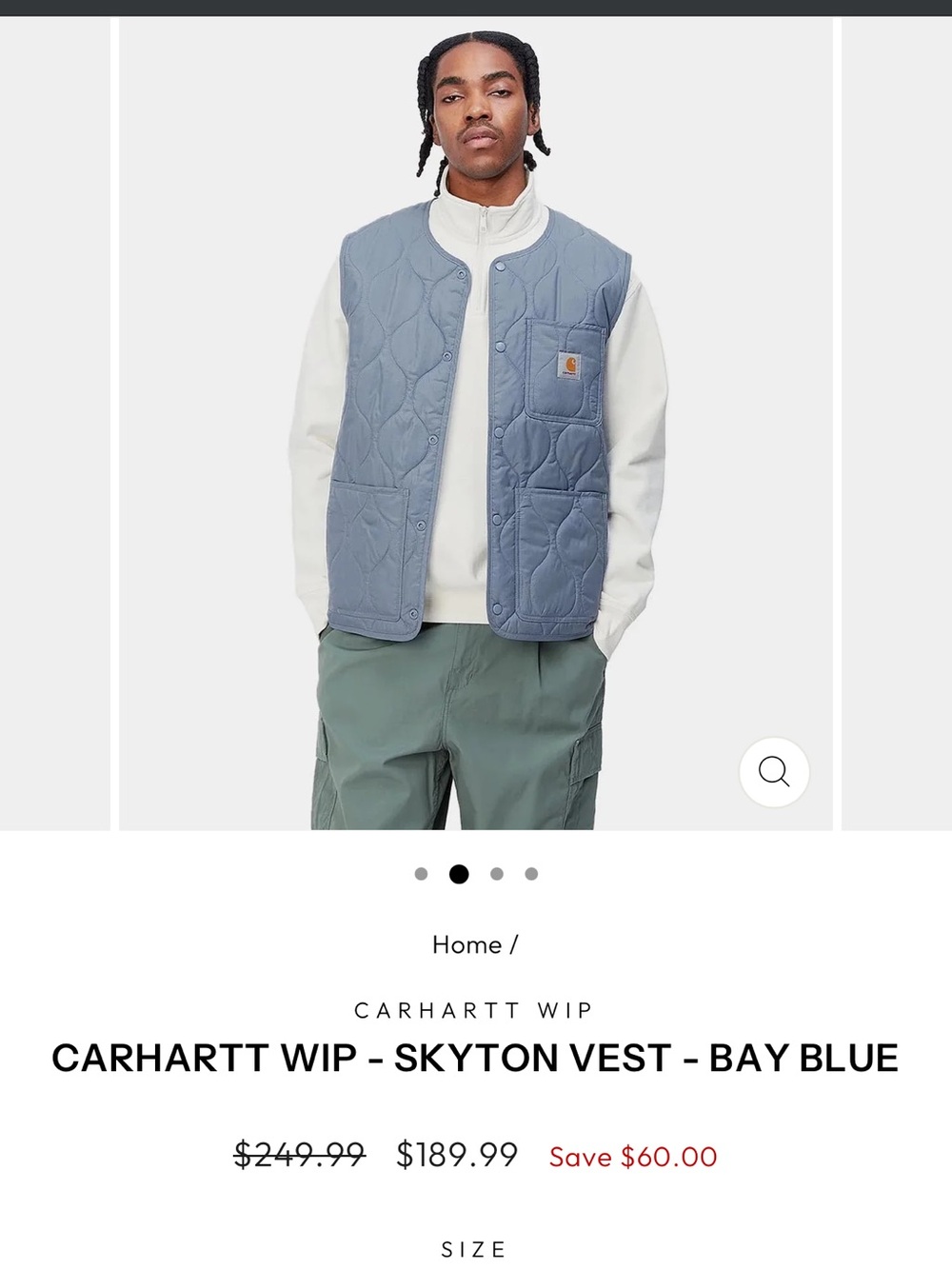 Carhartt WIP Skyton Quilted Vest - Bay Blue